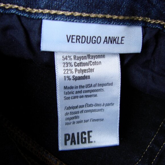 PAIGE Verdugo Ankle Jeans Alden Dark Wash Skinny Straight Size 31 - Picture 6 of 16